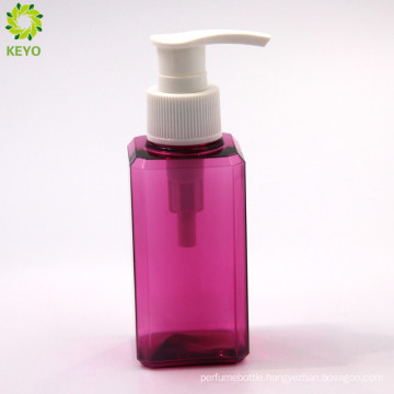 100ml empty square shampoo cosmetic clear colored plastic pump bottle